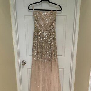 Champage/Gold Sequin Sweetheart Strapless Formal … - image 1